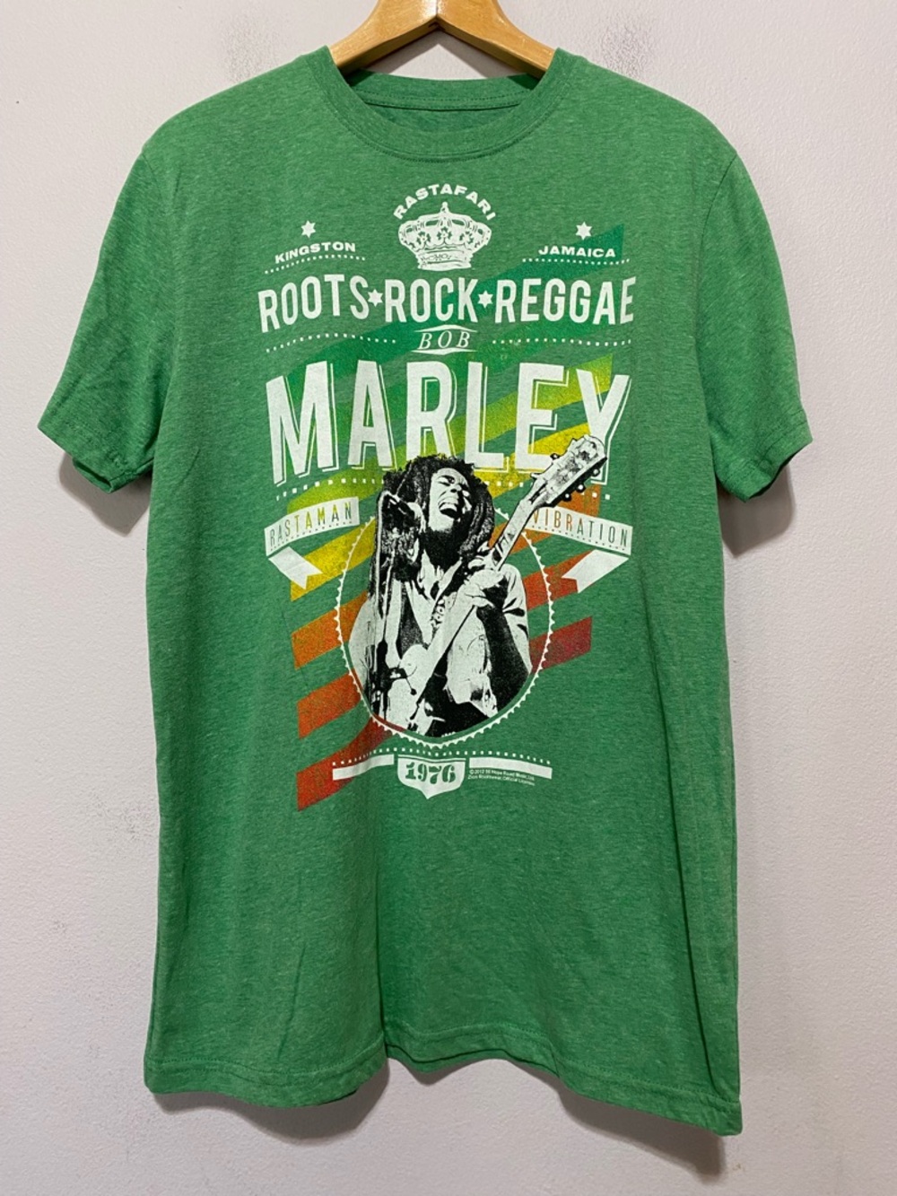 BOB MARLEY CATCH A FIRE Green Large T Shirt Reggae Music Rastaman